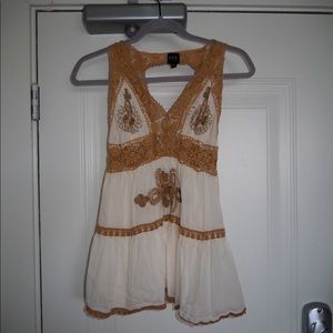 Boho Shirt with Front Embroidery and Keyhole Back